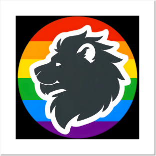 LGBTQ Pride Lion Anthro Furry Rainbow Logo Posters and Art